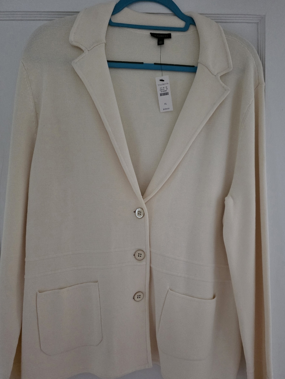 NWT Talbots Cream Ponte Knit Blazer Jacket - Classic 3 Button Front XL - Picture 2 of 7
